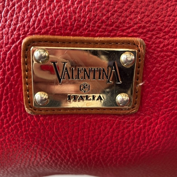 Valentina   Crossbody  shoulder bag, pebbled leather  holiday Red  goldtone HW - Picture 4 of 17